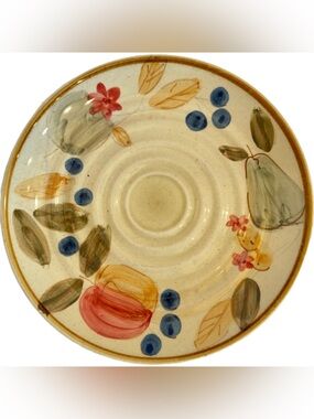 LOT OF 3 Gibson Dinner Plates Ocean Fruit Design 10 3/4" Stoneware - HEAVY